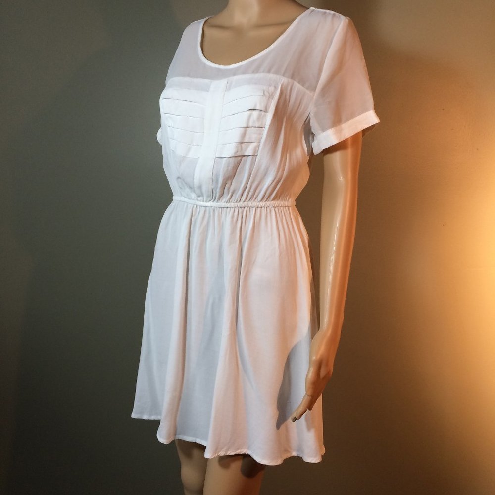 Cotton On, Ivory White Mini Sundress Short Sleeve Small Overdress Beach Cover Up